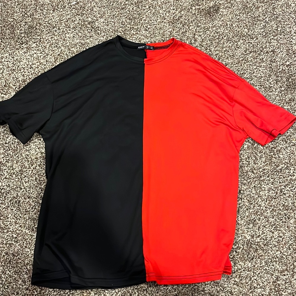 Split Color Crew Neck T Shirt